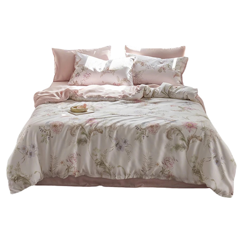 Juego de cama de cuatro piezas de verano Lycelle Tensire 2025 nueva funda de edredón de sábana de seda de hielo ropa de cama desnuda sedosa