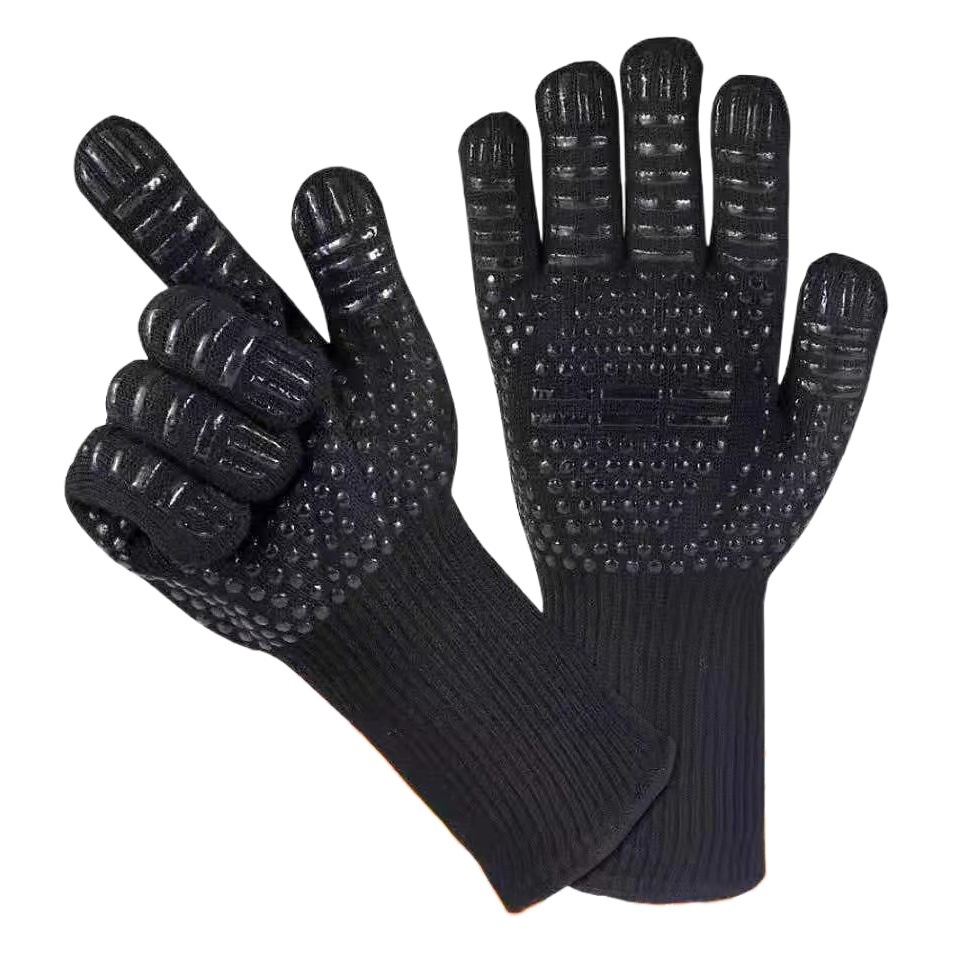 Guantes Aislantes en Existencia, Resistentes a Altas Temperaturas de hasta 500 Grados, Engrosados, Ignífugos, Guantes de Aramida Resistentes al Calor y Antiescaldaduras para Barbacoa EN407