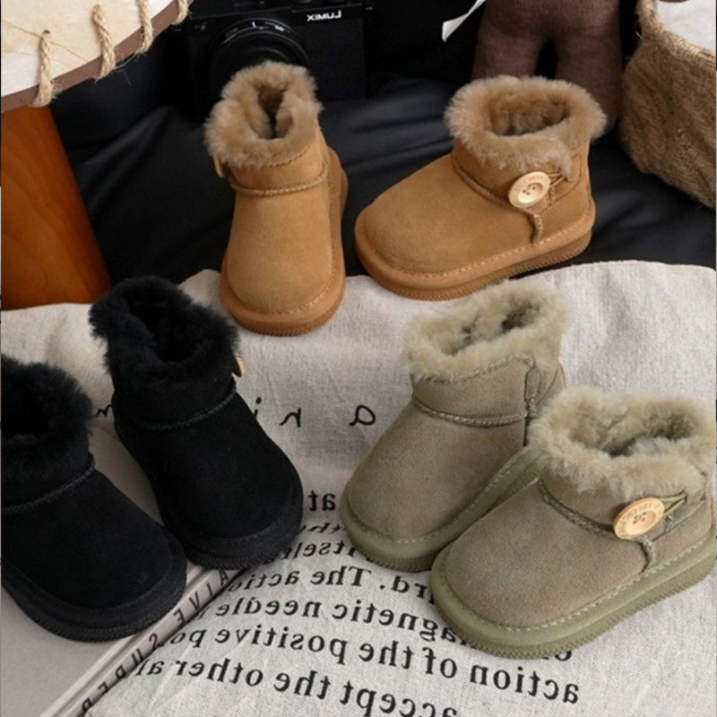 2025 New Winter Kidsren's Snow Boots, Boys' Short Boots, Small and Medium-Sized Kidsren's Cotton Shoes, Girls' Cotton Boots, Warm Baby Shoes