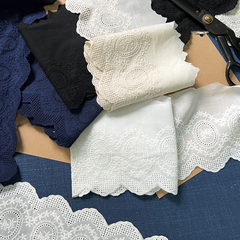 Japanese high-quality cotton fabric embroidery decorative trim flower edge DIY handmade fabric clothing evening dress hem width 13cm