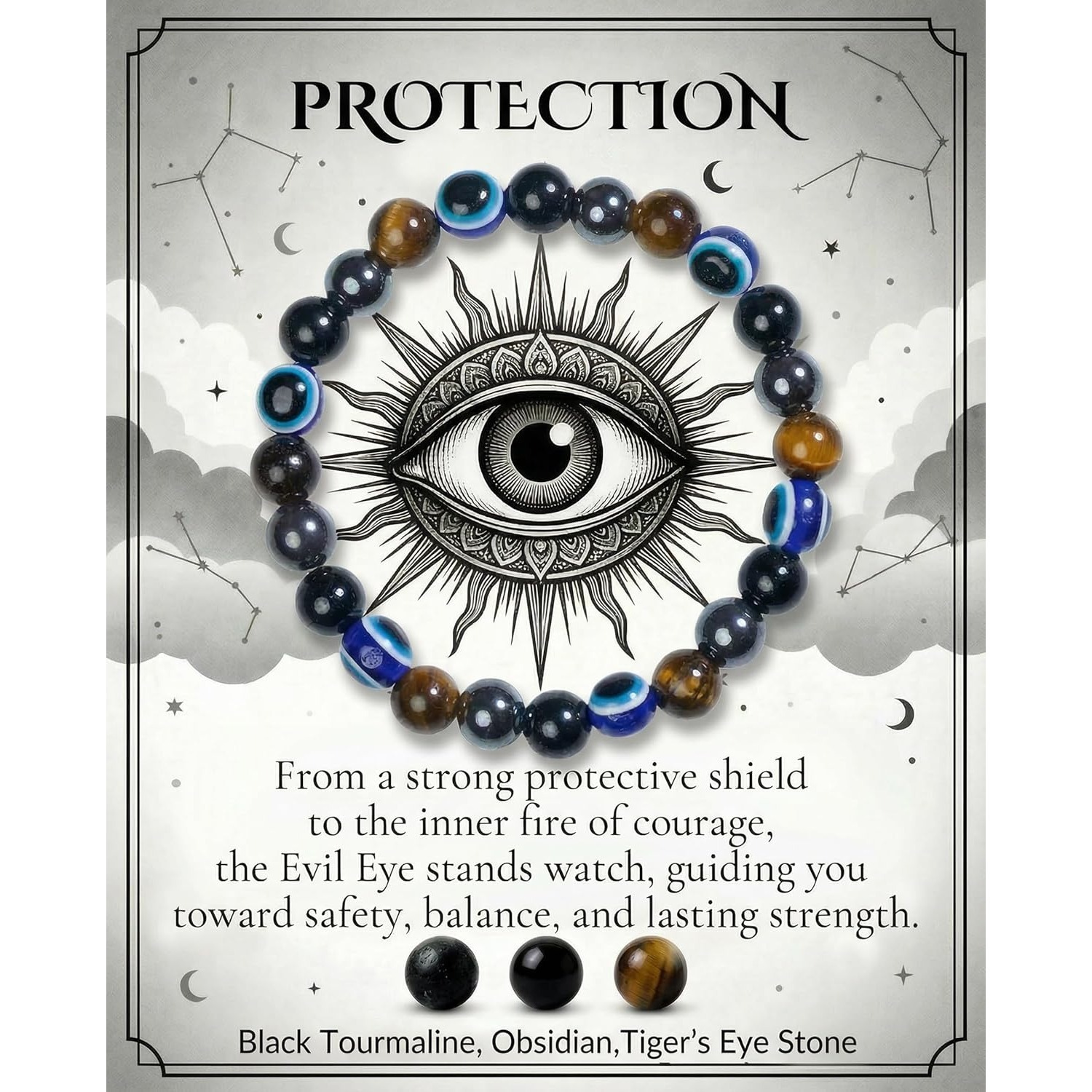 New European and American style protective bracelet, power crystal natural stone bracelet, 8mm elastic cord beaded jewelry for men and women