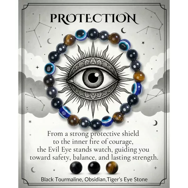 New European and American style protective bracelet, power crystal natural stone bracelet, 8mm elastic cord beaded jewelry for men and women