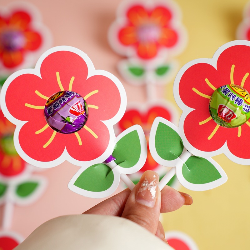 30 위안 과일 막대 사탕 30 작은 붉은 꽃 판지