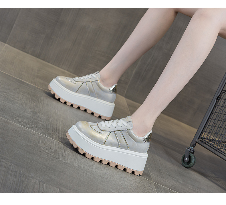 Women's White With Thick Soles And Internal Height Increase, 2026 New Vintage Casual Fashion Sports Comfortable Sneakers_vogvips.com