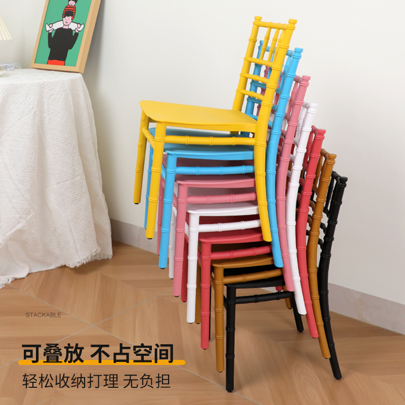 Silla de bambú PP Silla de ocio Silla de respaldo niños kindergarten silla de plástico al por mayor banquete de boda al aire libre Silla de hotel
