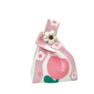 Niche Design Tulip Flower Knitted Handbag Bag Women's Spring and Summer All-match Hand Bag Hand Gift Holiday Gift Bag