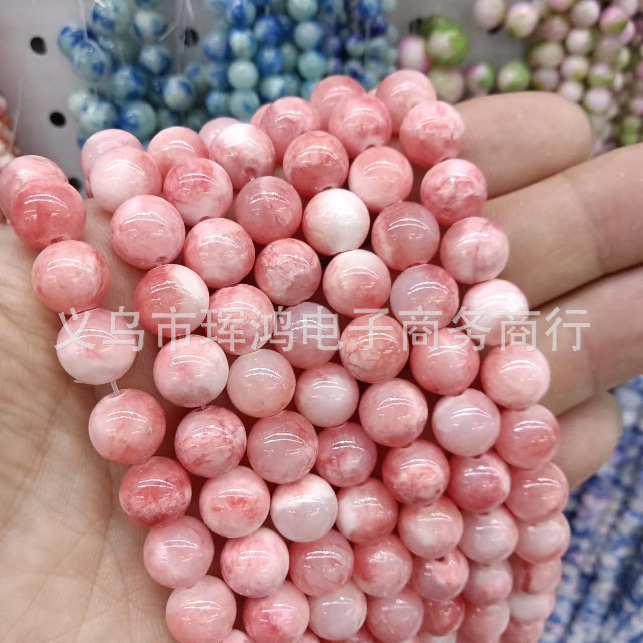 Persian Jade Bead Red Pattern Stone DIY Accessory Bracelet Beads Agate Round Zircon Blue Sapphire Semi-finished Wholesale
