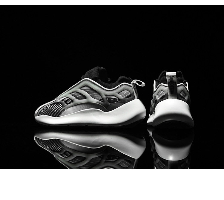 Giày sneaker nam kiểu dad shoes đế bằng, thân cổ thấp, phối màu, tăng chiều cao — Trắng đen, màu đen chi tiết 23