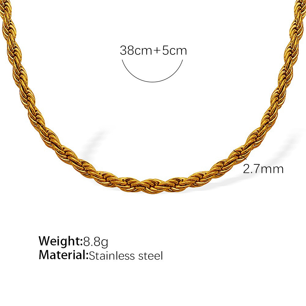 Collar versátil con cadena de hueso de serpiente estampado – cadena trenzada, chapado en oro 18K, personalidad femenina image 6