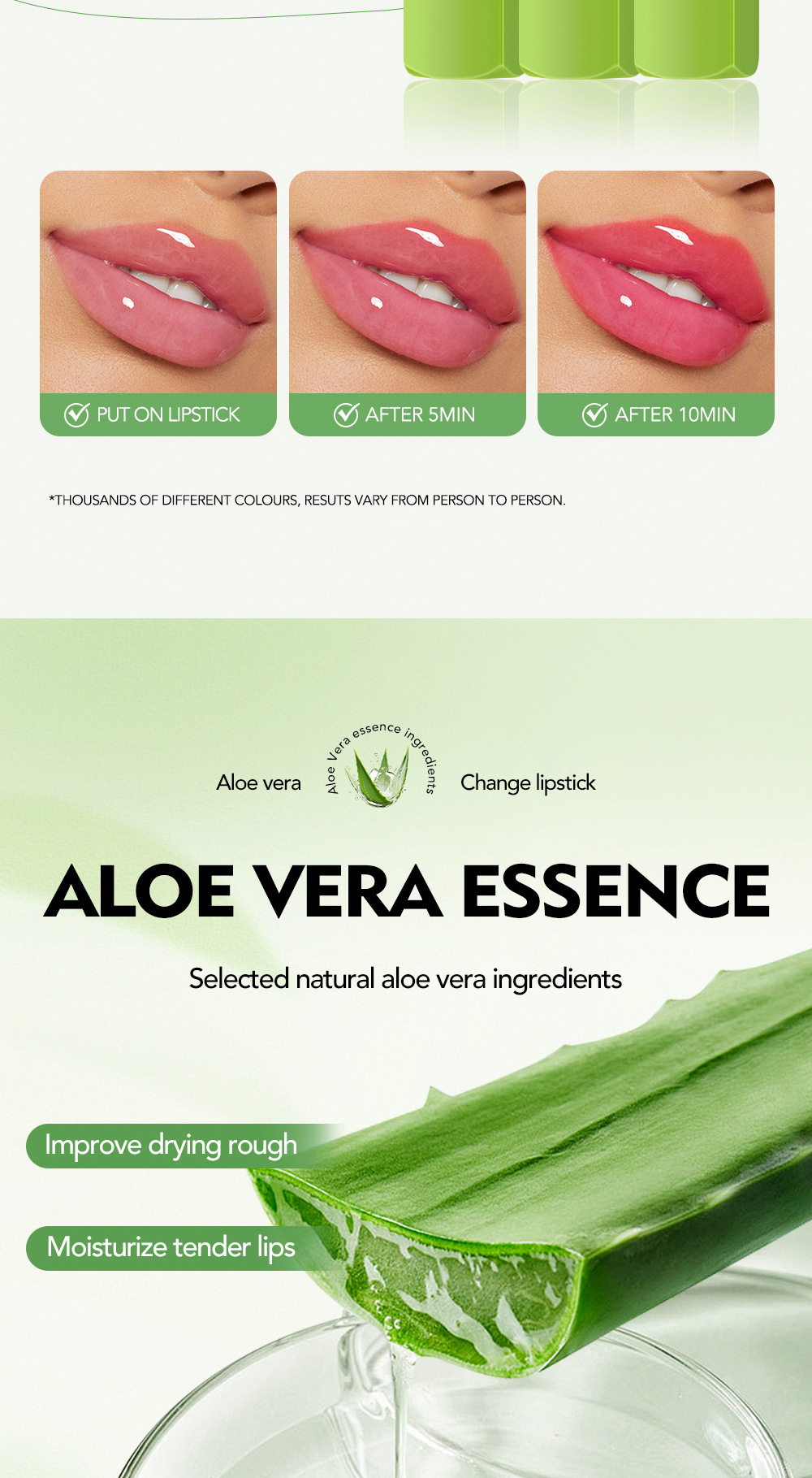 warm lipstick Cross-border NOS Aloe Vera temperature-changing Lipstick Lipstick does not stick to the cup and provides long-lasting moisturizing and nourishing lip lines undefined