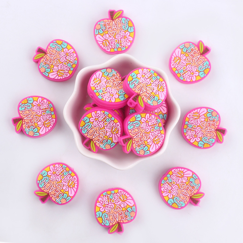 Nuevos bebés de dibujos animados manzana pequeña goma de diente DIY creativo bebé molar tetina cadena de accesorios de cadena anti-caída