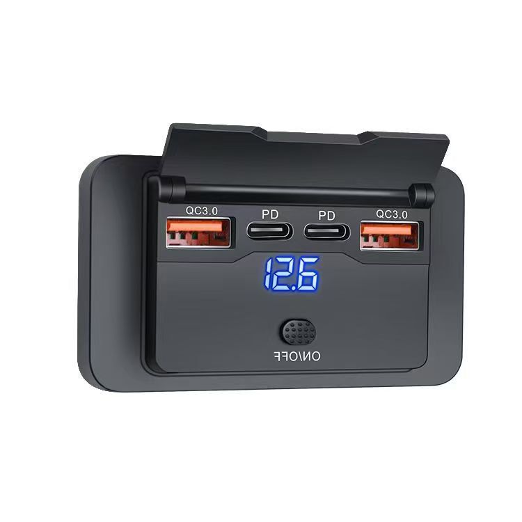 Car Bus 4-Port Modified Car USB Charger Bus Rv Type C Fast Charging with Switch