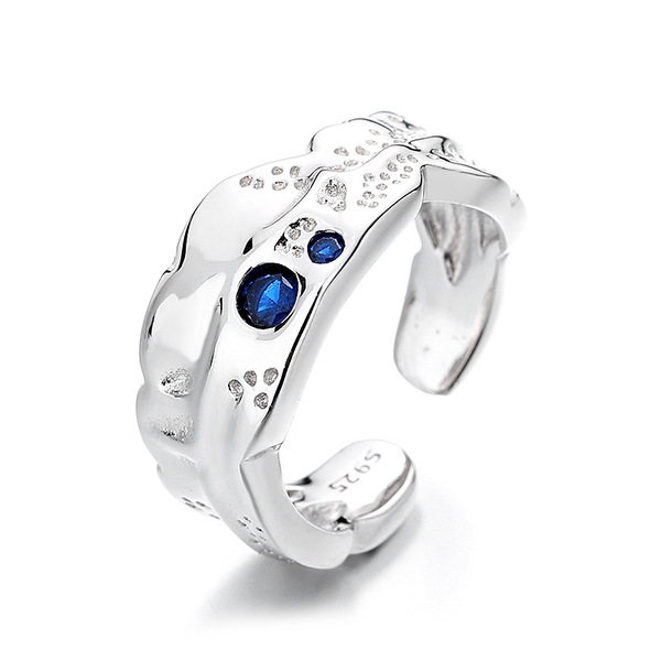 Small design blue one size ring with zircon