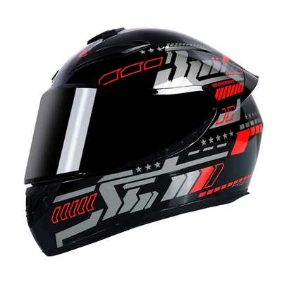 Motosiklet kaskı (dəbilqə) — Motorcycle Helmet for Men and Women - red-pulse-black-lenses-s55-56cm