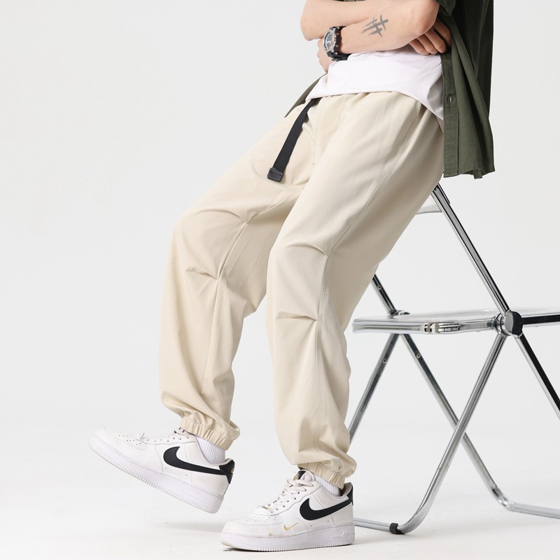 Live Streaming Bestselling Ice-Silk Casual Pants for Men, Thin, Loose, Sporty, Youth Ice Sensation Ankle Pants, Comfortable Paratrooper Pants