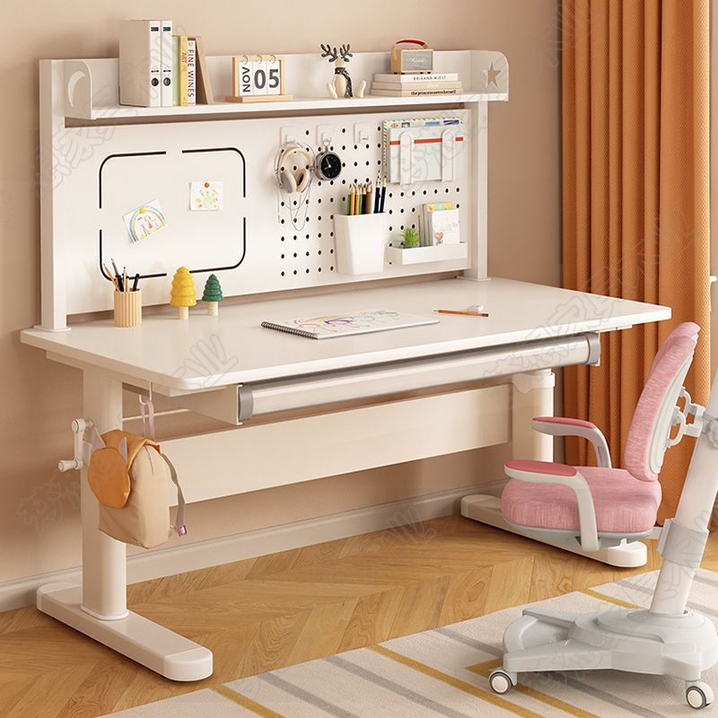 Children's Study Table Liftable Hole Board Writing Desk and Chair Set Solid Wood Lifting Primary School Student Bedroom Home Desk