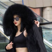 九狐 狐狸毛毛领子 染色 大衣毛领 直销 各种毛领 价格拼接配饰黑