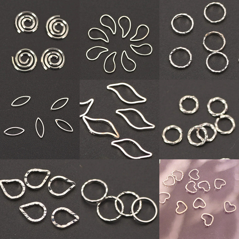Copper geometric shaped small accessories frame hollow water drop horse eye circle creative diy jewelry nail stickers decoration