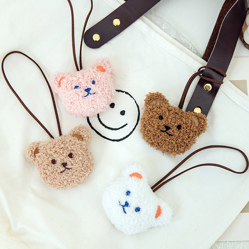 Korean ins cute little bear head doll bag pendant children's name identification keychain bag pendant