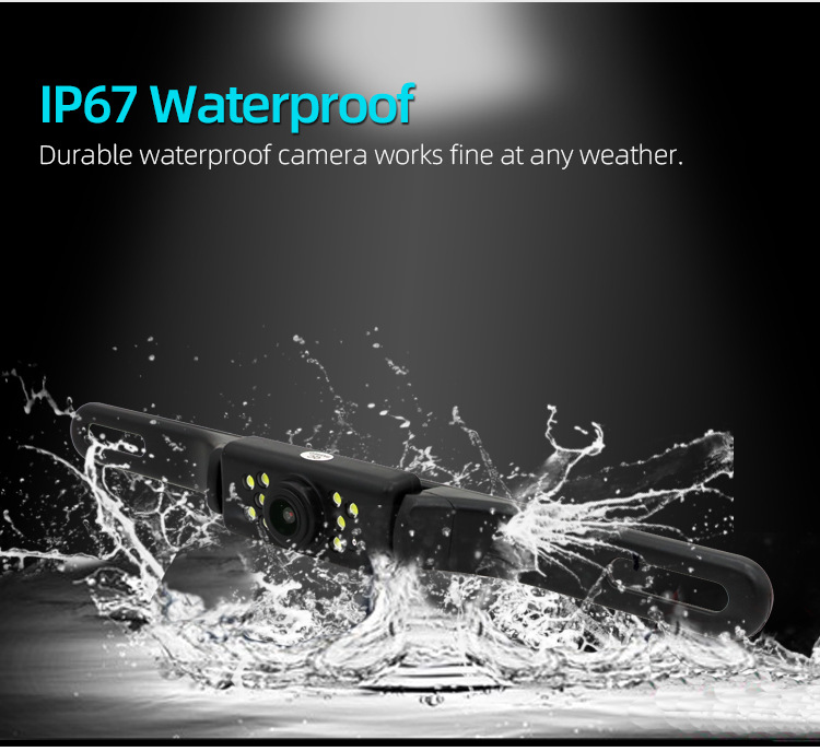 License Plate Frame Camera Hd Display Waterproof Full Set Back up Camera 5inch Wireless Reversing Image