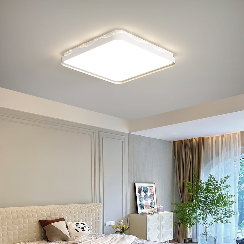 2024新款led吸頂燈現代簡約房間臥室燈鐵藝客廳燈長方形大氣家用