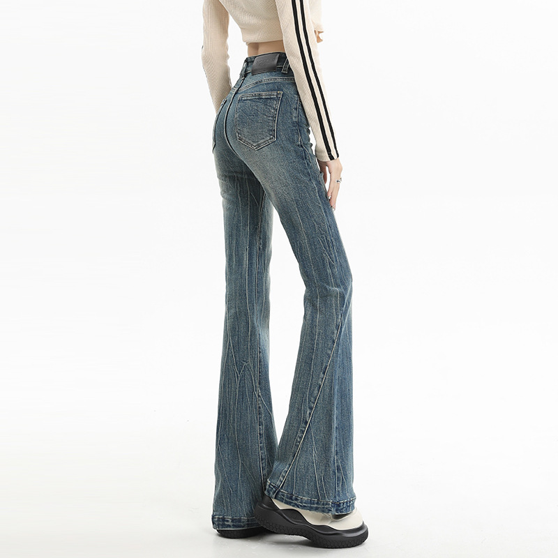 2026 New American Retro Flared Jeans for Women, High-Waisted, Slimming, Floor-Length Straight Wide-Leg Horse Hoof Pants