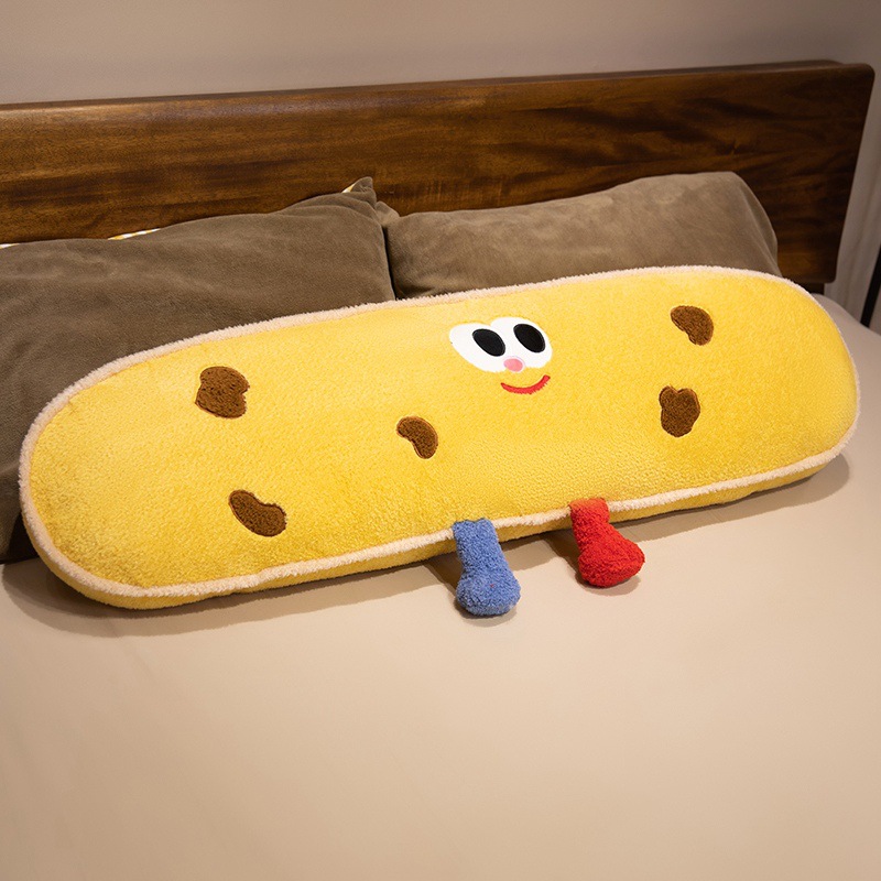 Hamburguesas de dibujos animados galletas almohada de tira larga almohada de cama dormir lateral almohada de pierna almohada desmontable almohada de cabecera almohada