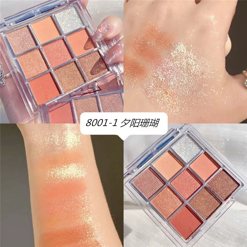 Eyeshadow Palette Ins Ultra-Fire, 9-Color Acrylic Compact, Pearly & Matte Shimmer