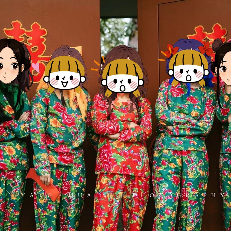 Northeastern Large Floral Cloth Clothes, Dressing Gown, Birthday Party, Popular Bridesmaid, Best Friend, Two-Person Pajamas, Sister Performance Suit