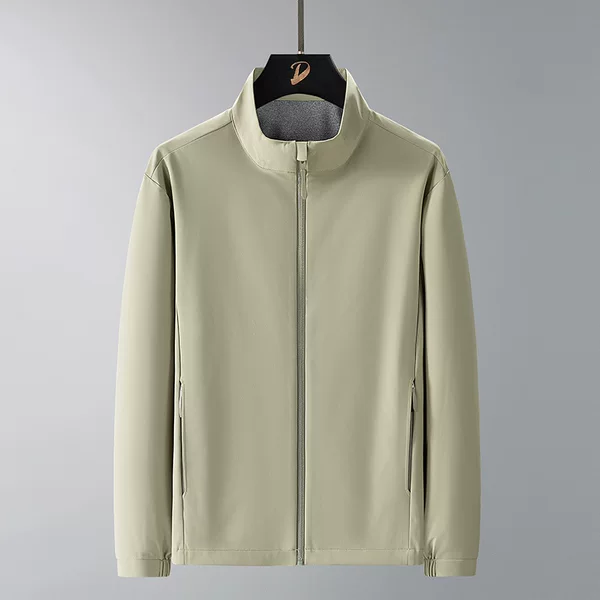 Spring and Autumn Middle-aged Cadre Business Soft Case Wrinkle Jacket Men's High-grade Vertical Collar Jacket Loose Elastic Top