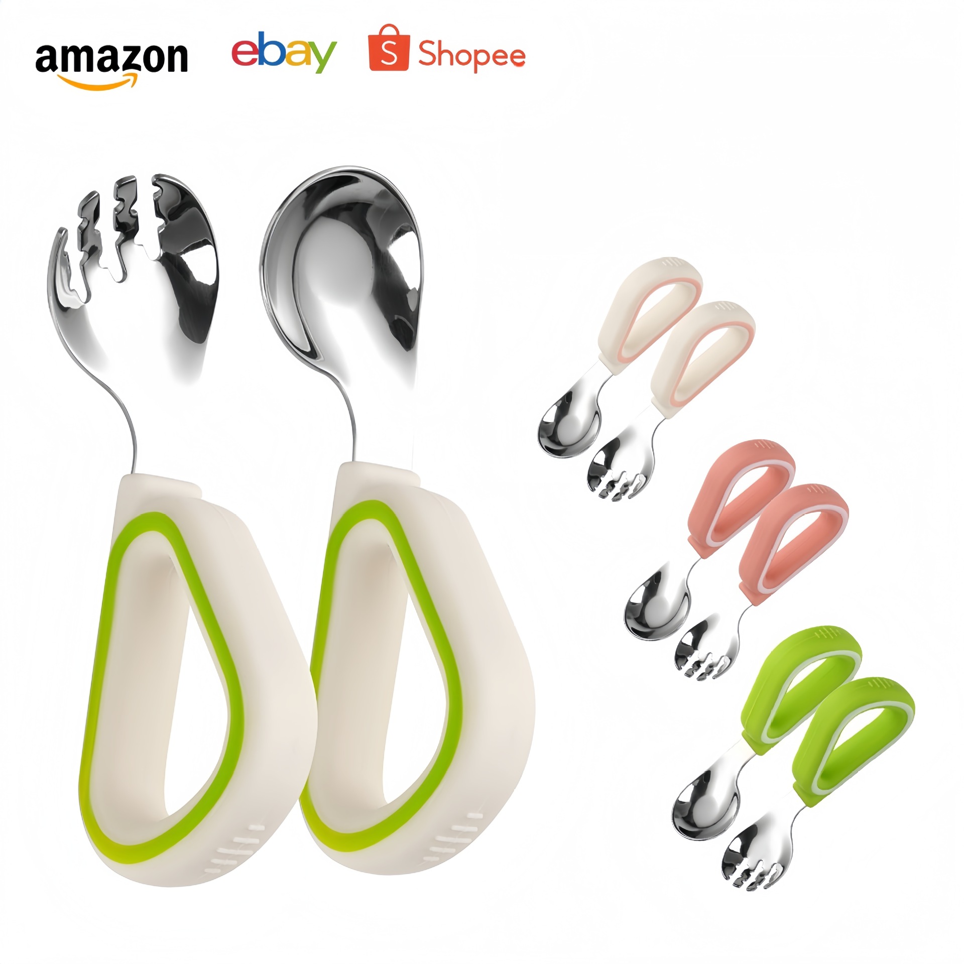 Cross-Border 316L Kidsren's Tableware Set Baby Eating Soup Learning Training Creative Ingot Spoon Fork Wholesale