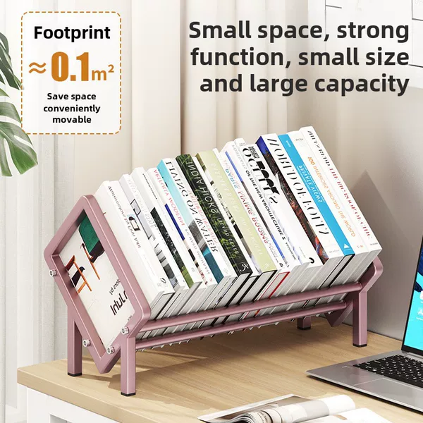 Cross-Border Stainless Steel Desktop Bookshelf Dormitory Storage Rack Book Storage Rack Simple Modern Desktop Bookshelf