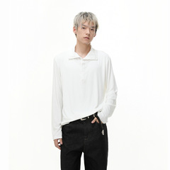 MTLCLOTHES男装| 高领纯色宽松简约长袖T恤高级感百搭上衣打底衫