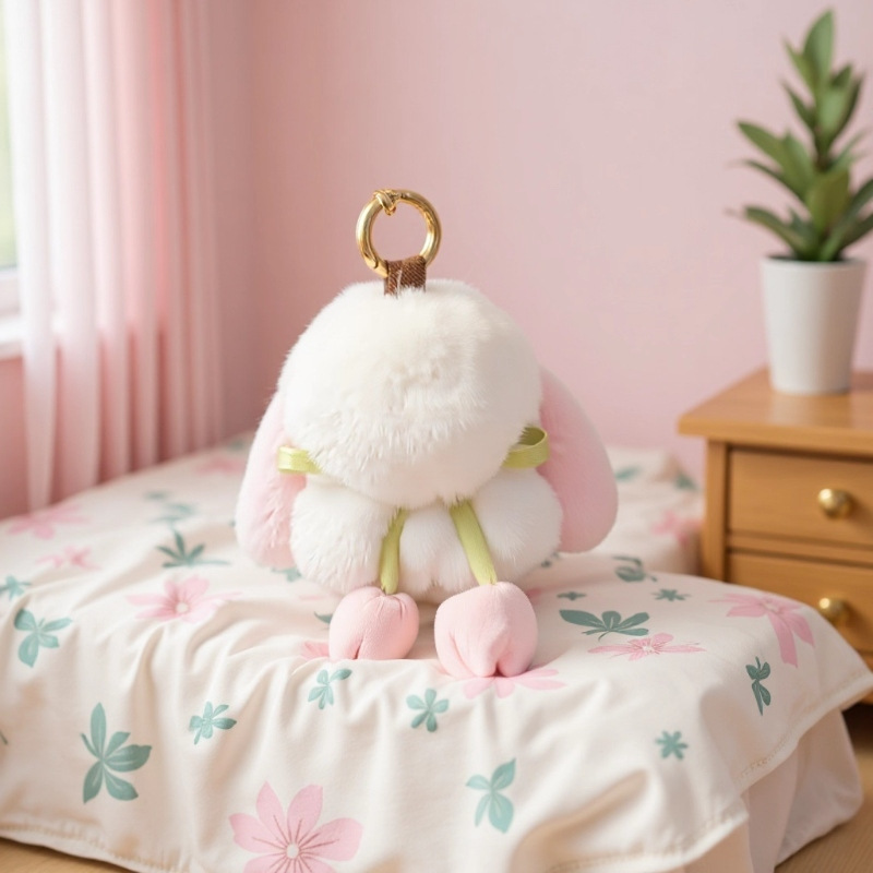 Tulip Plush Bunny Pendant Bag Pendant Imitation Rex Rabbit Fur Bag Pendant Rabbit Car Keychain Pendant