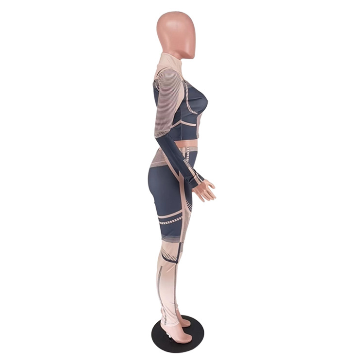 315g Weight Long Sleeve Sleeve Length Spandex, Polyester Fabric Type Pant Co-ord Set Sets Type 2 Pieces Set Quantity Sports Occasion Standing Collar Neckline Sports Function Skinny Fit Type Geometric Pattern Autumn Season Women's Gender Sports Style Sports Women's Sports Geometric Spandex Polyester Pant Co-ord Set Pants Sets 26