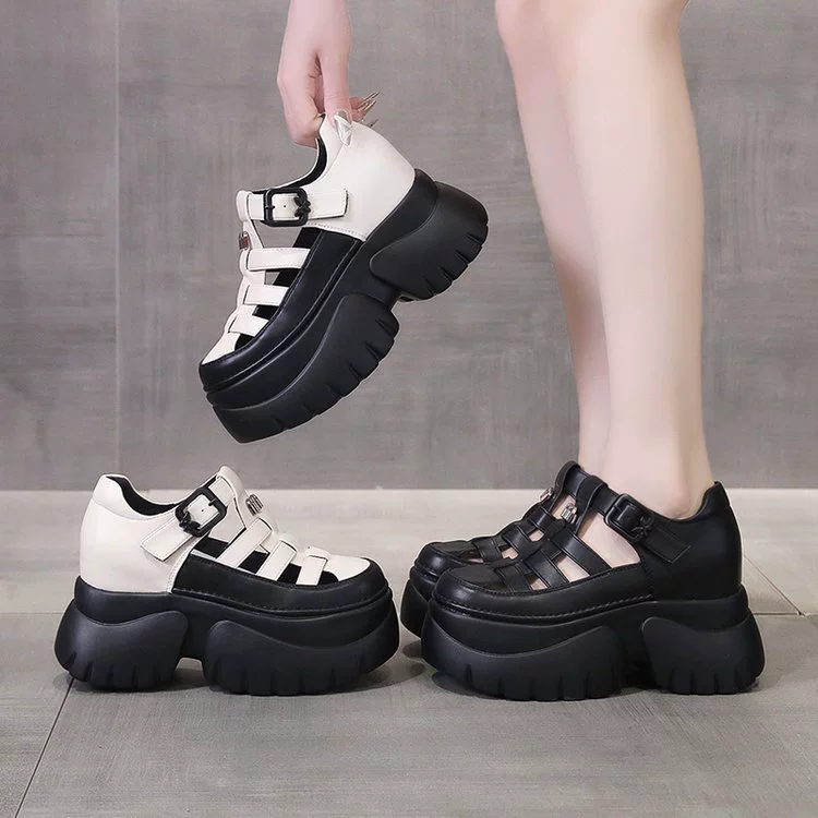 Летняя новая толстая подошва из кекса противоскользящая полая дышащая пряжка