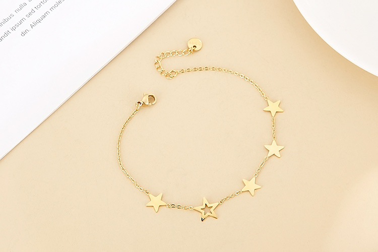 European and American new stainless steel fivepointed star necklace bracelet setpicture4