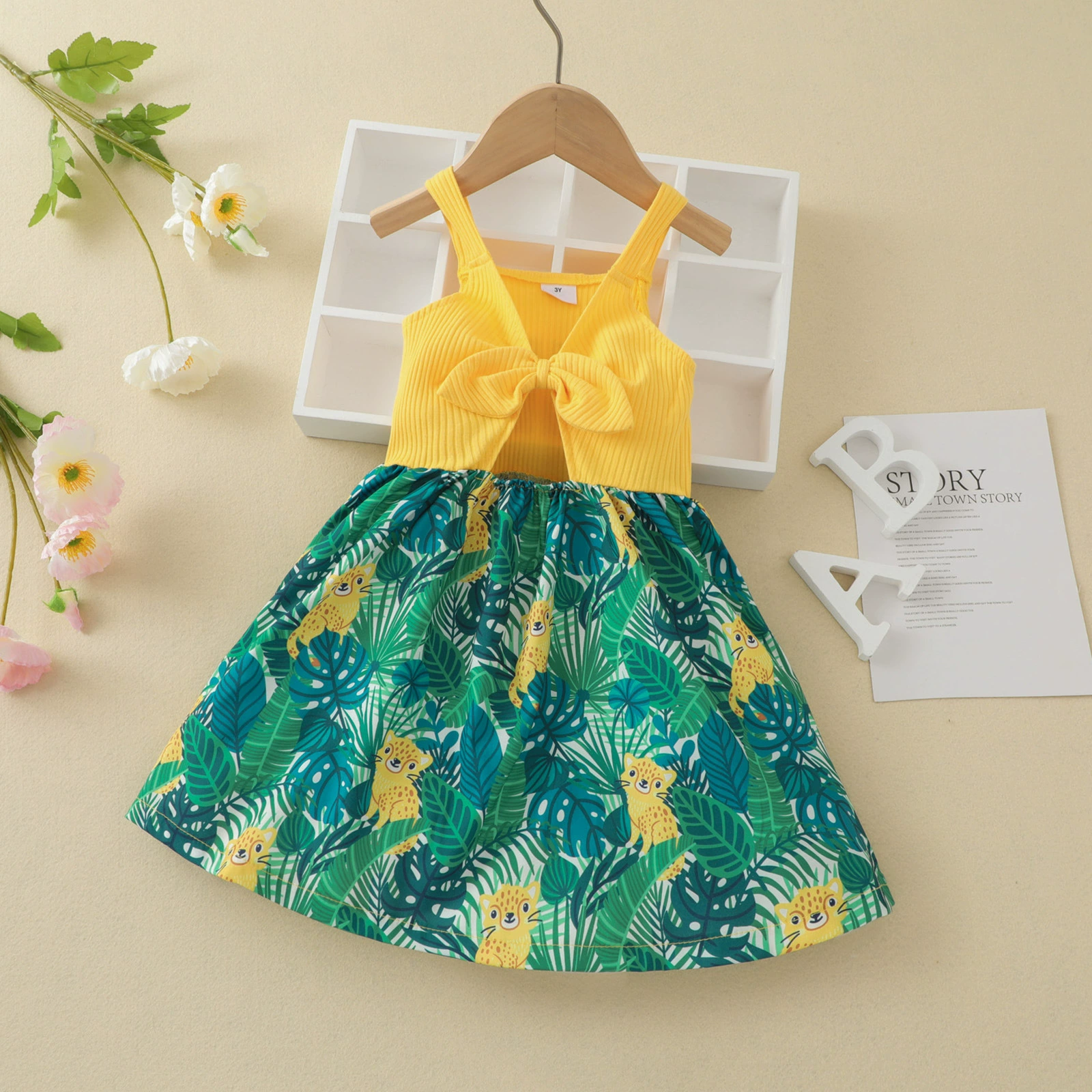 Летнее цветное платье с рисунком, AliExpress, европейский стиль, эффект лифтинга, в цветочек, детская одежда