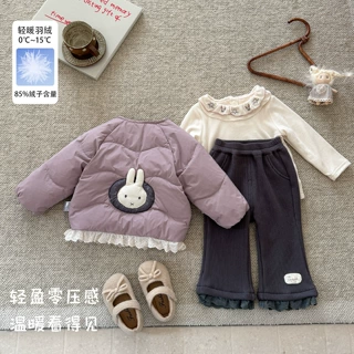 女童卡通设计轻羽绒外套2026秋冬新款婴幼儿韩系羽绒内胆保暖上衣
