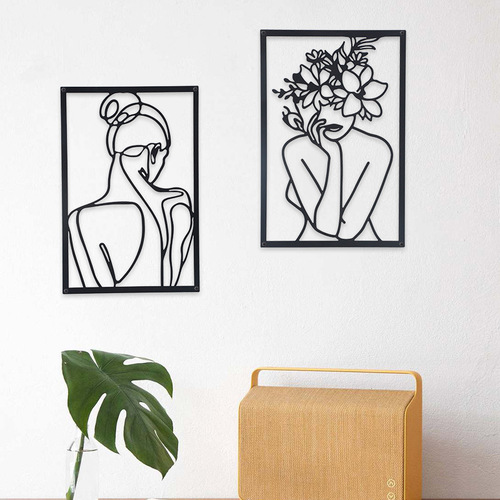 Iron wall hanging decoration art silhouette of female body lines, black wall decoration sticker, wholesale