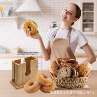 Bamboo Wood Bread Slicer Kitchen Baking Donut Bread Cutter Wooden Bagel Slicing Container Box
