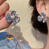 Silver needle, crystal, fashionable cute earrings, flowered, light luxury style, wholesale