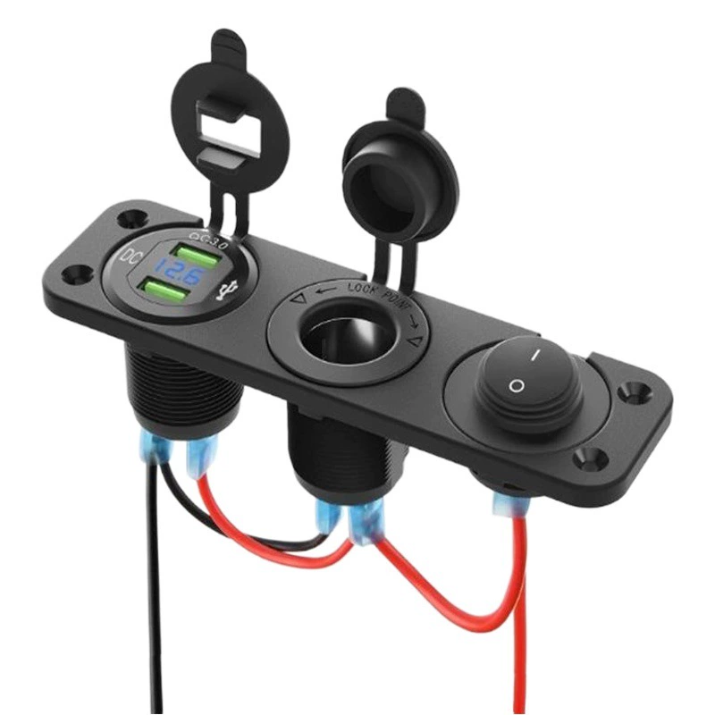 Crazy grab QC3.0 двойной USB автомобильное модифицированное зарядное устройство, проводка автомобильного прикуривателя, многофункциональная комбинированная панель с тремя отверстиями