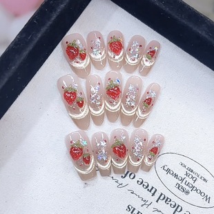 Dai Yueda Pure Handmade Kneading Craft Cute Strawberry Three-dimensional Hand-painted Large Strawberry Cat's Eye Pure Nail Paste