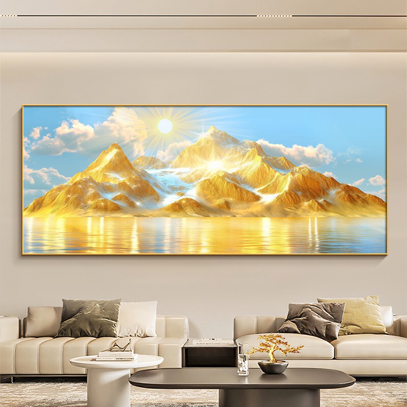 背靠金山客厅装饰画有山无水办公室沙发背景墙挂画轻奢高级感壁画|undefined