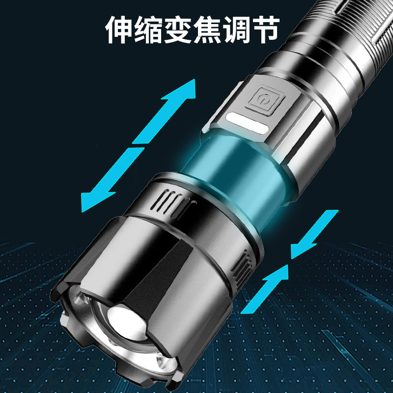 Nueva linterna de aleación de aluminio lámpara láser cuentas de largo alcance de iluminación linterna de emergencia impermeable larga resistencia linterna