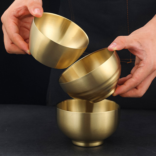 304 Korean stainless steel bowl barbecue tableware soft light gold plate snack plate barbecue plate spoon rice bowl ramen bowl