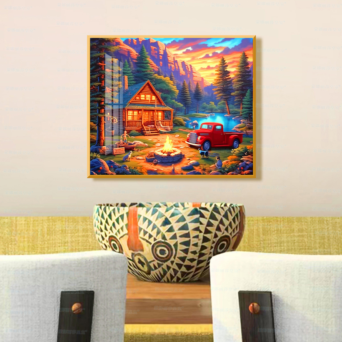 Mona Lisa Real bordado cruzado nuevo estilo europeo paisaje sala de estar comedor pintura decorativa bordada a mano