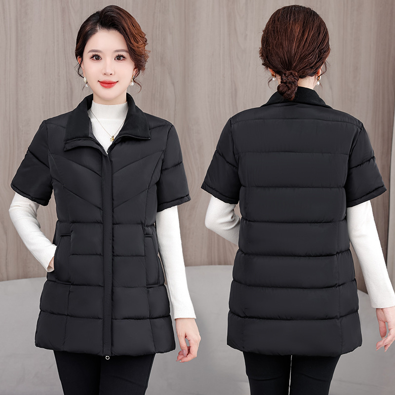 Autumn and Winter Half-Sleeved Cotton Vest Women's down Cotton Outwear 2025 New Short-Sleeved Jacket with Sleeves Cotton Outwear Warm Outer Vest