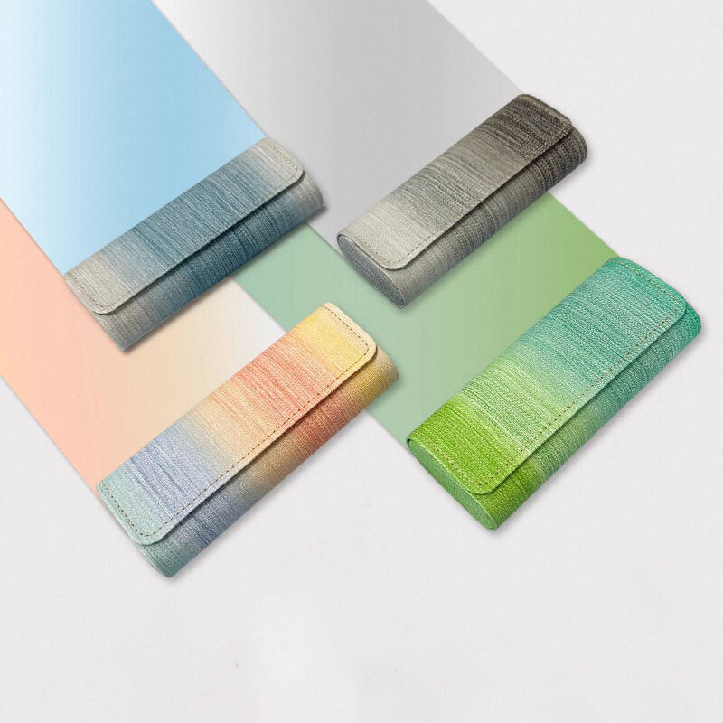 2026 nueva caja de gafas de sol de moda de cuero de dos colores bolsa blando miopía caja de ojos conjunto completo de bolsa de espejo tela